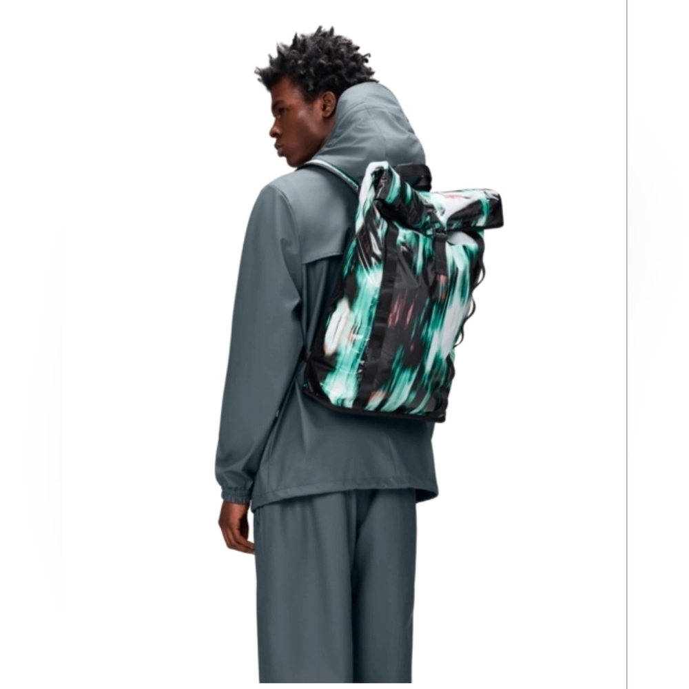 Nwt, Rains, Unisex, Sibu Rolltop Rucksack, Blur, Msrp $170